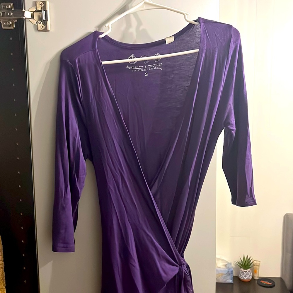 Purple wrap dress